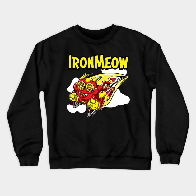 Iron Meow rocketing throught the sky Crewneck Sweatshirt by eShirtLabs